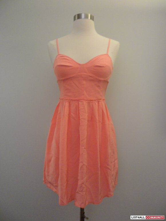 coral silk dress