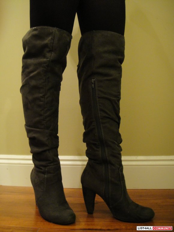 gray thigh high boots