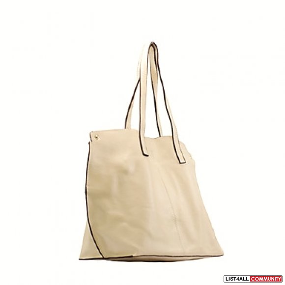 Cream Leather Tote Shopper Bag Handbag :: summerberries :: List4All