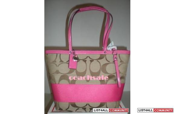 coach tote bags pink and brown