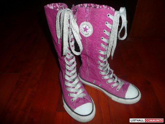 pink sparkly high top converse