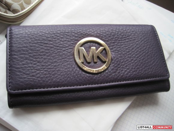 purple michael kors wallet