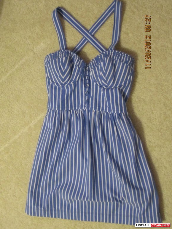 abercrombie blue and white striped dress