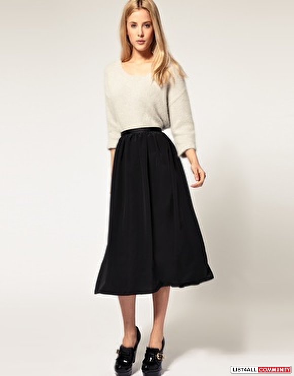 asos black midi skirt