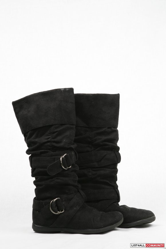 black slouch boots flat