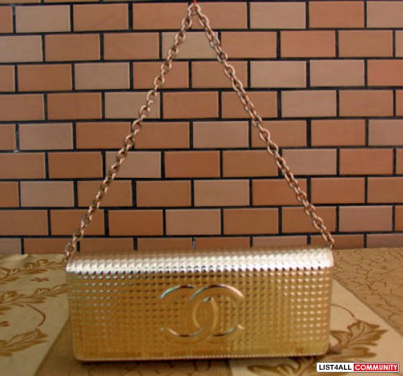 small gold clutch bag